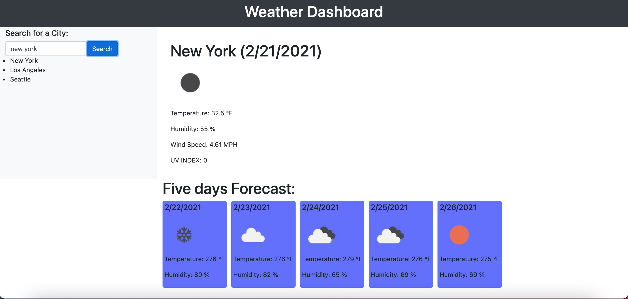Weather Dashboard Project Photo
