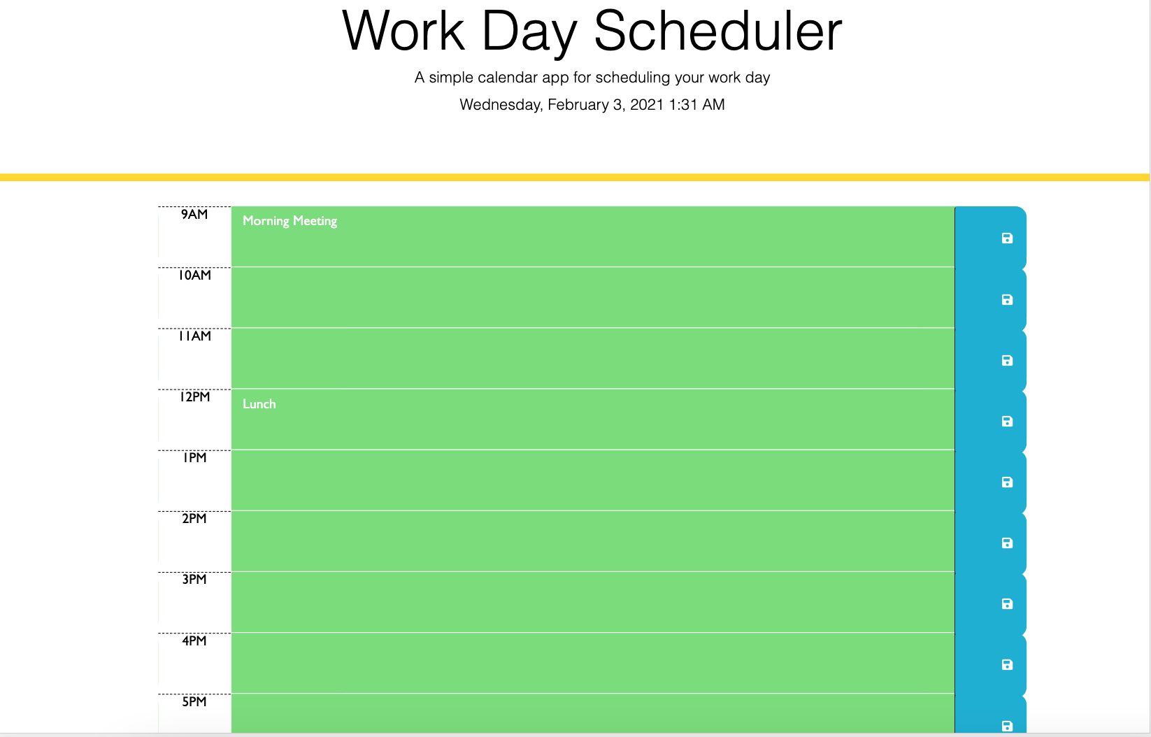 Work Day Scheduler Photo